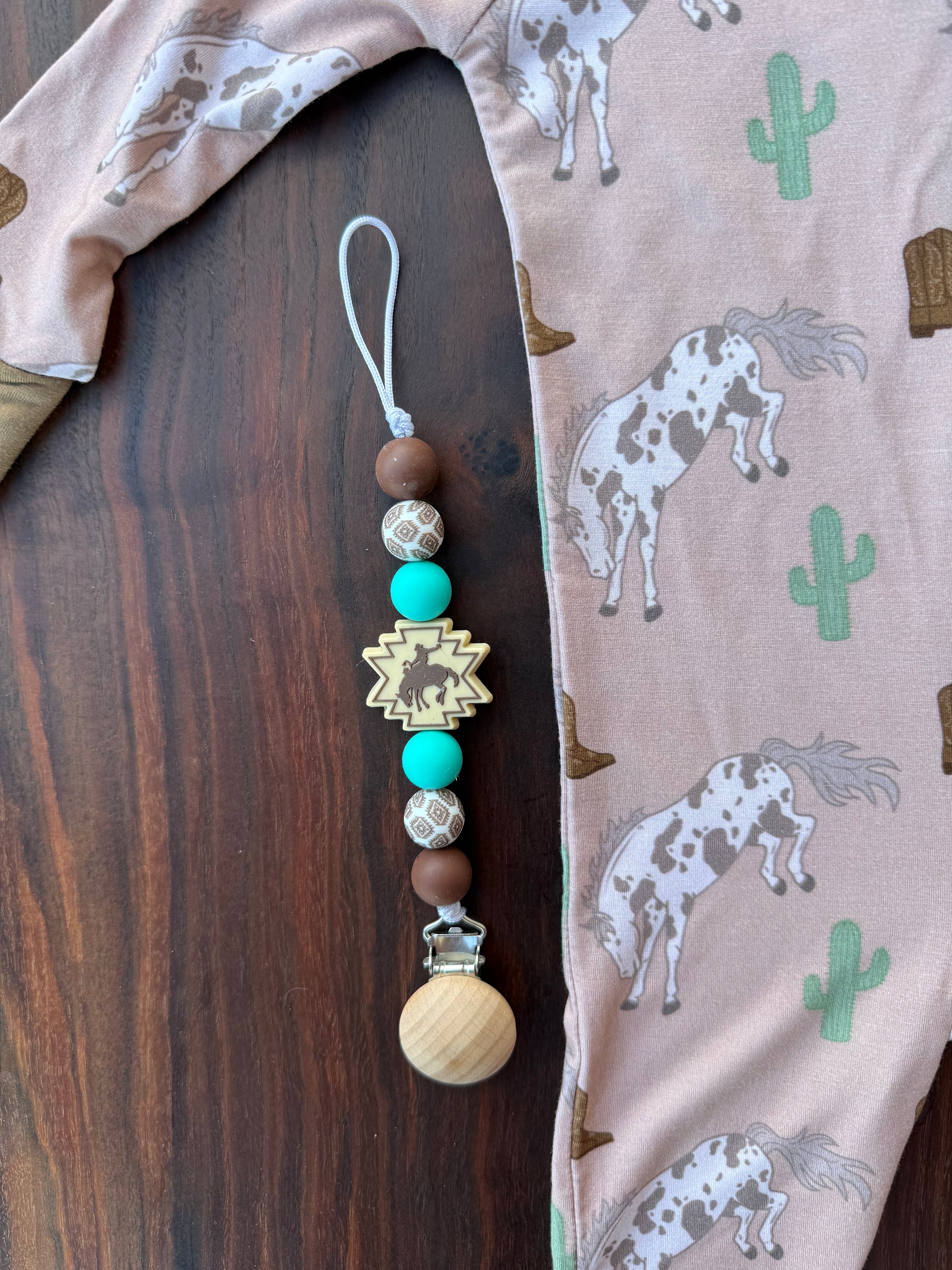 Bucking Horse Pacifier Clip