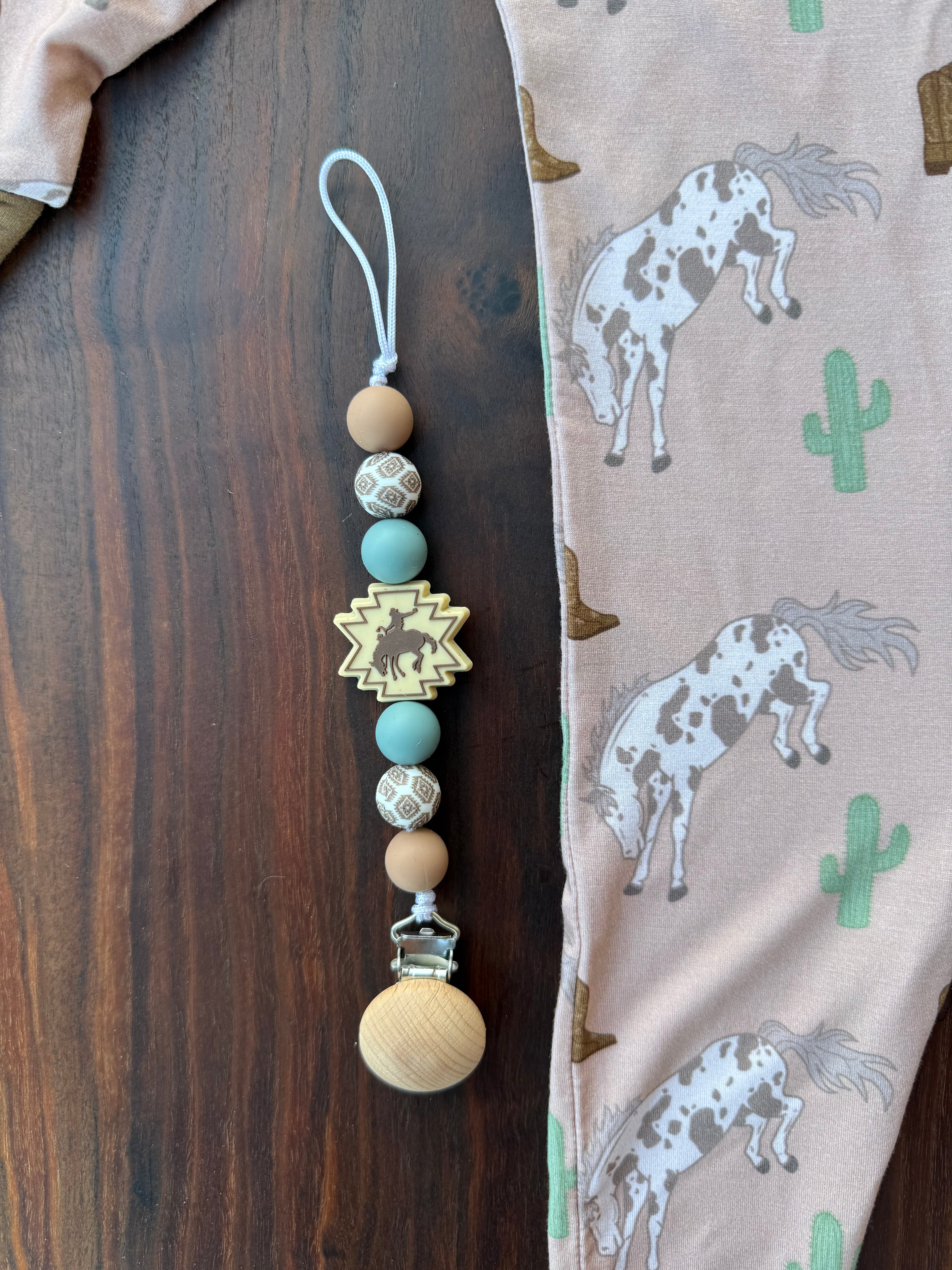 Bucking Horse Pacifier Clip