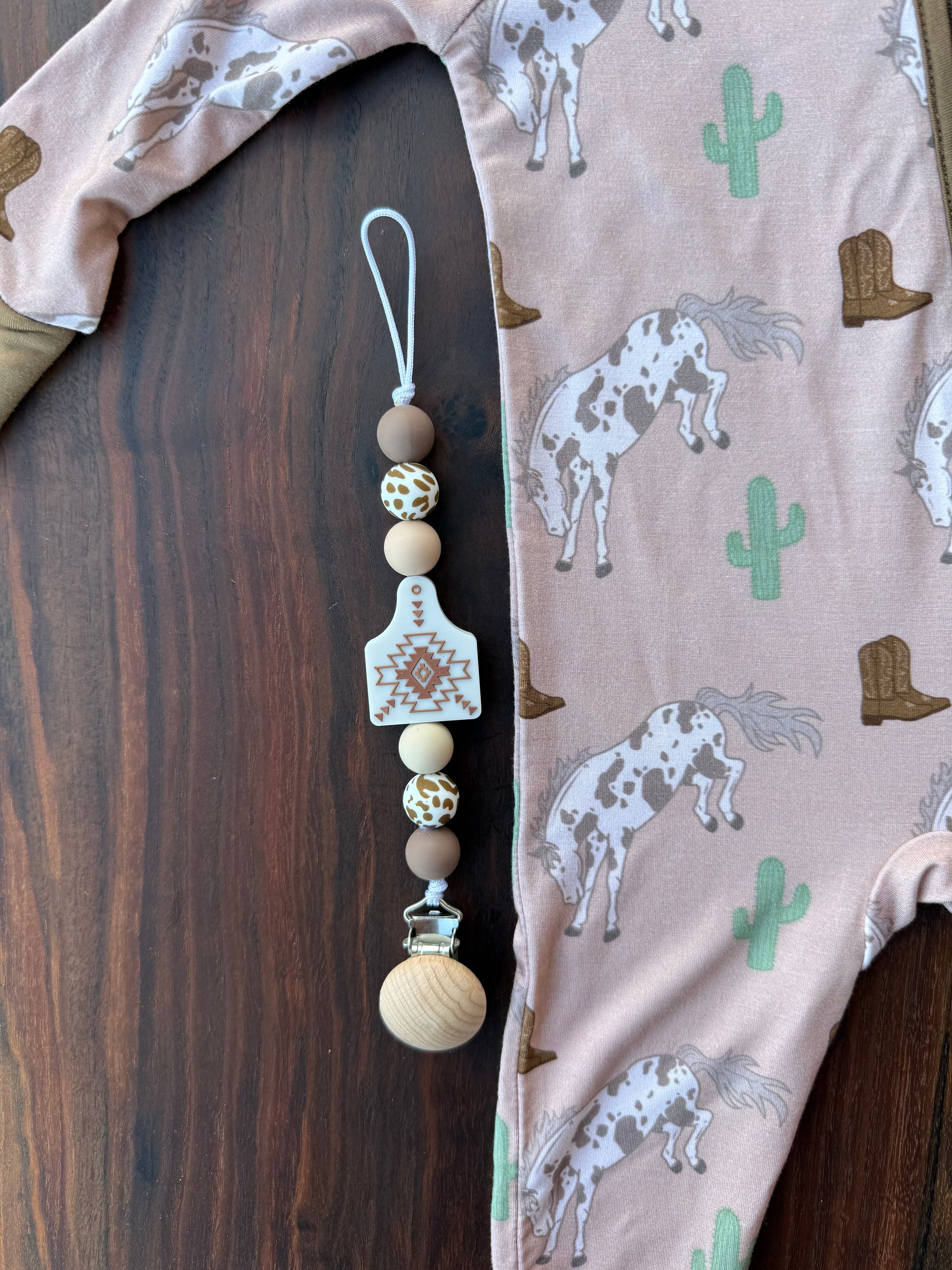 Cow Tag Pacifier Clip